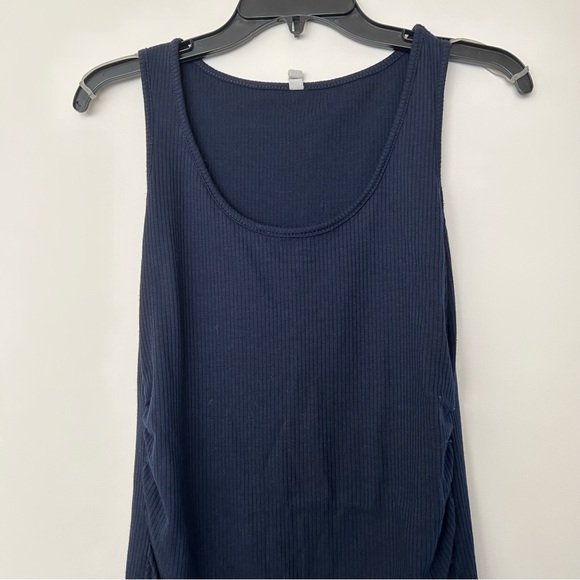 Ribbed Tank Dress in Navy Blue - Picture 1 of 11
